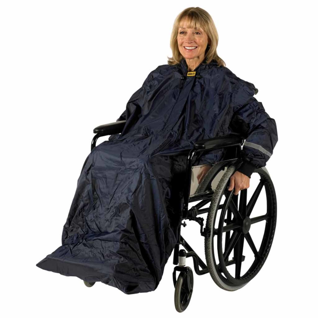 Rolstoelponcho Wheely Mac met mouwen Deluxe | Gevoerd | Capuchon | Winddicht | Waterdicht | Blauw | Large | Splash | PR34025-L | Splash