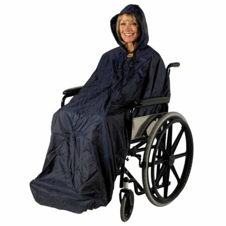 Rolstoelponcho Wheely Mac zonder mouwen Deluxe | Gevoerd | Capuchon | Winddicht | Waterdicht | Blauw | Medium | Splash | PR34024-M | Splash