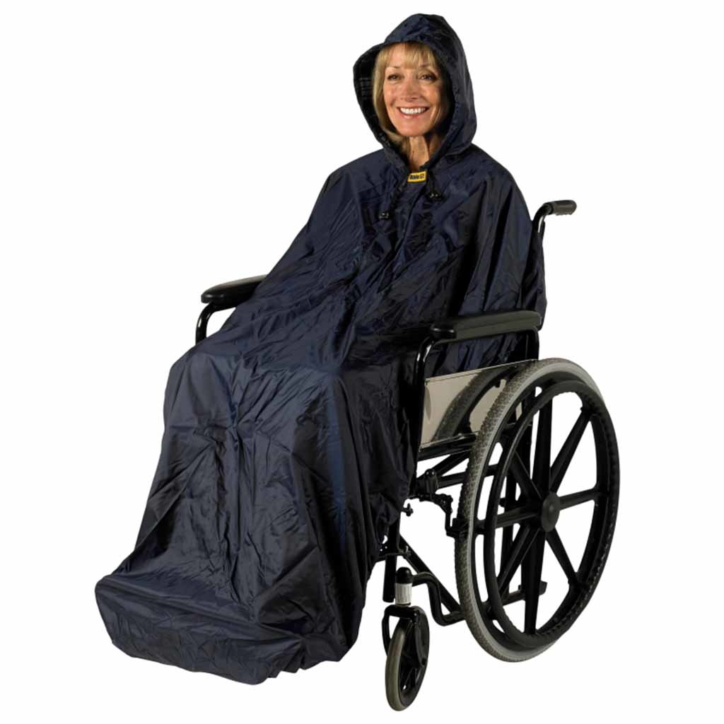 Rolstoelponcho Wheely Mac zonder mouwen Deluxe | Gevoerd | Capuchon | Winddicht | Waterdicht | Blauw | Medium | Splash | PR34024-M | Splash