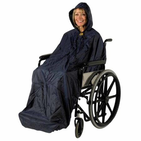 Rolstoelponcho Wheely Mac zonder mouwen Deluxe | Ongevoerd | Capuchon | Winddicht | Waterdicht | Blauw | Large | Splash | PR34022-L | Splash