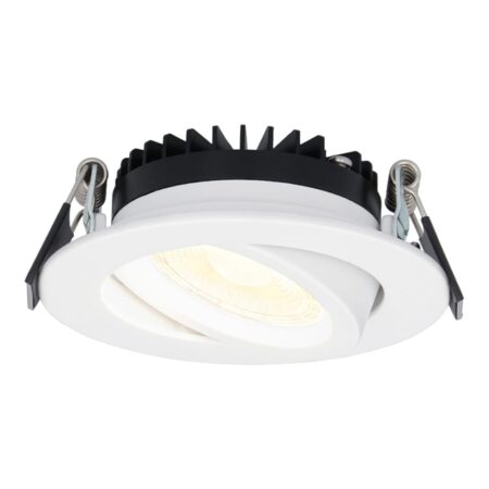 Rome LED inbouwspot - Kantelbaar - IP44 waterdicht - 6 Watt 430 lumen - 2700K warm wit - Lage inbouwdiepte 27mm - Dimbaar - Rond - Wit - Voor binnen en buiten | HOFTRONIC