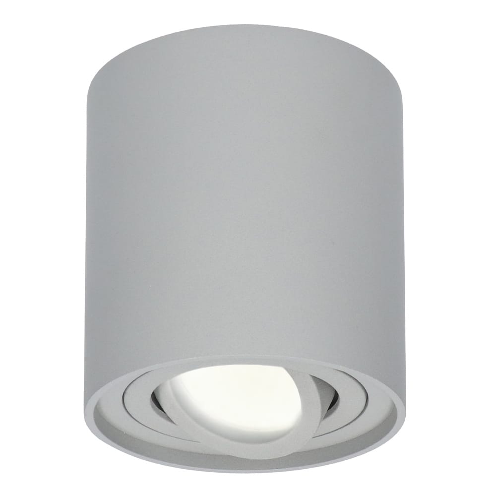 Ronde LED Opbouwspot Ray - 4 Watt 345 Lumen - 4000K neutraal wit - Kantelbaar - GU10 - Opbouwspot - IP20 Voor binnen - Grijs - Dimbaar | HOFTRONIC