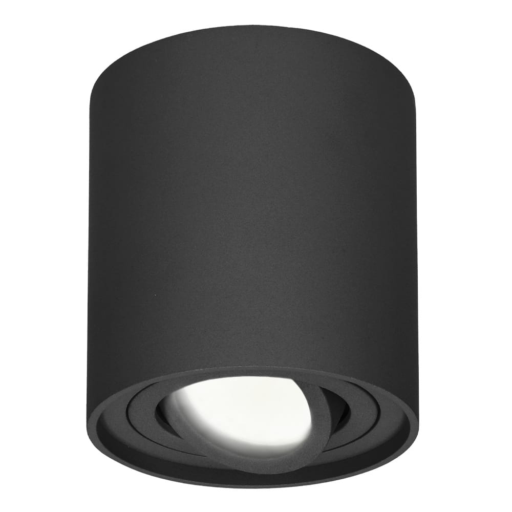 Ronde LED Opbouwspot Ray - 4 Watt 345 Lumen - 4000K neutraal wit - Kantelbaar - GU10 - Opbouwspot - IP20 Voor binnen - Zwart - Dimbaar | HOFTRONIC
