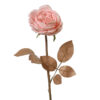 Roos op steel met glitters roze H57cm | Decoris