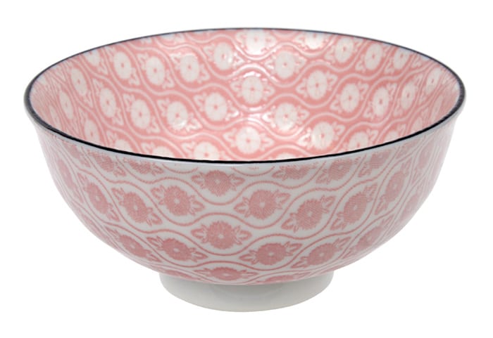 Roze Kom - Mixed Bowls - Bloemenmotief - 250ml - 11.3 x 5.2 cm | Tokyo Design Studio