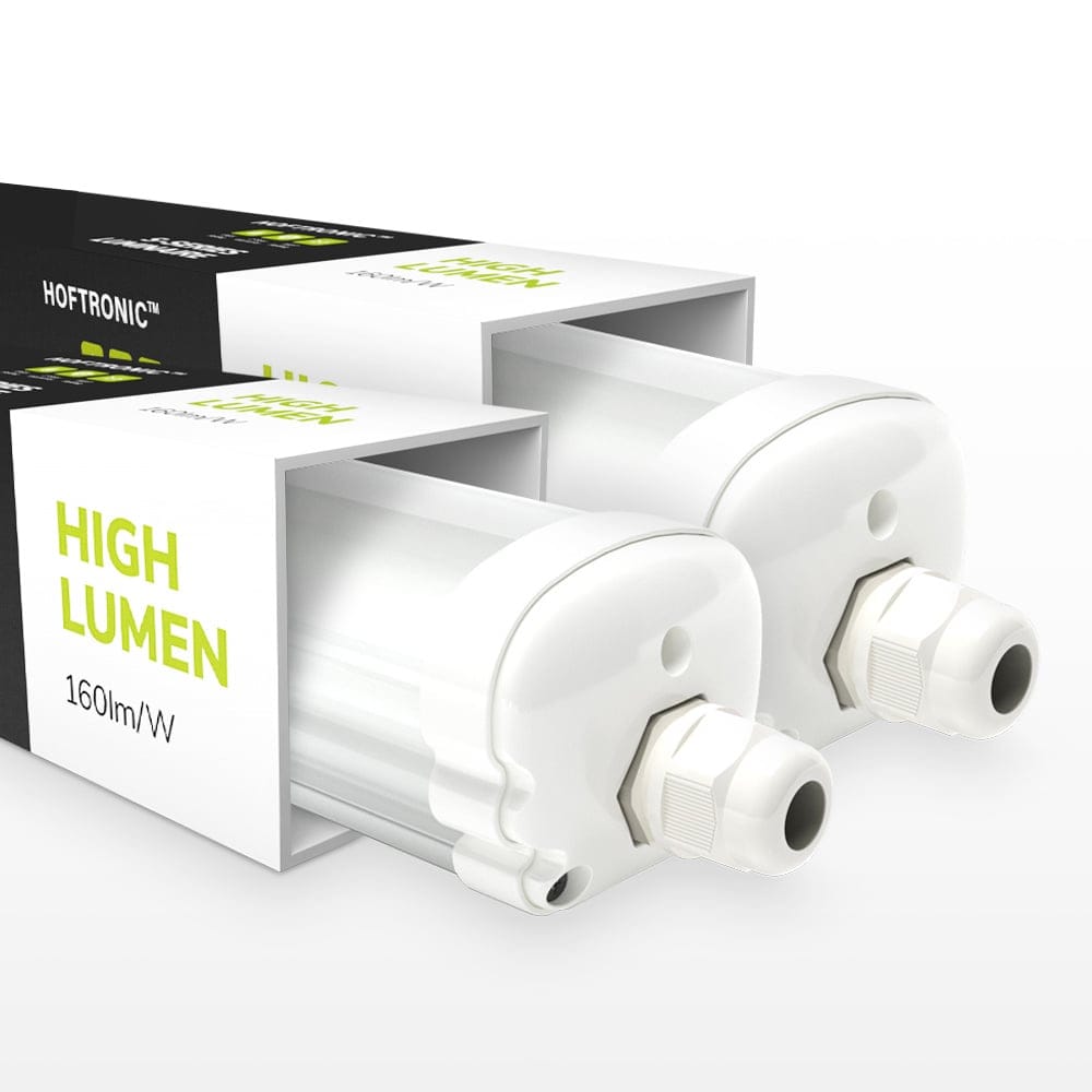 S-Series - Set van 2 LED TL armaturen 120cm - IP65 Waterdicht - 24 Watt 3840 Lumen (160lm/W) - 4000K Neutraal wit - Koppelbaar - IK07 - S-Series Tri-Proof plafondverlichting | HOFTRONIC