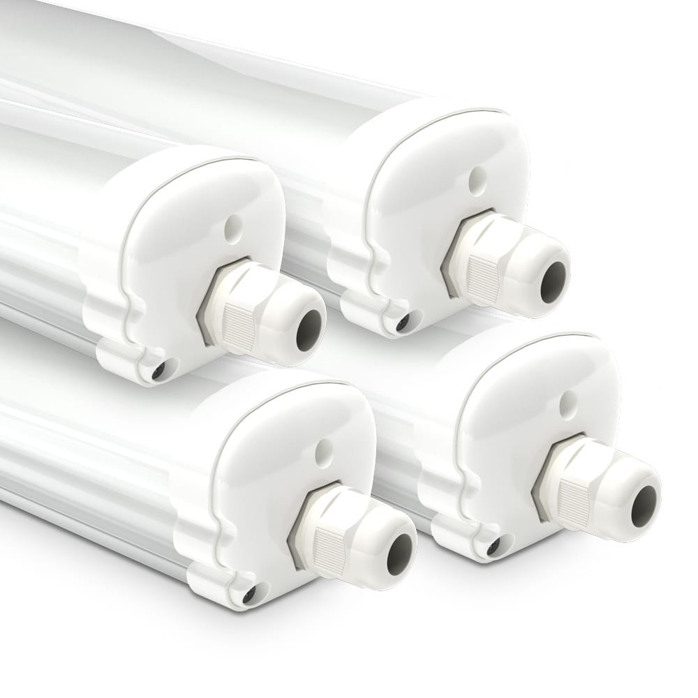 S-Series - Set van 4 LED TL armaturen 150cm - IP65 Waterdicht - 32 Watt 5120 Lumen (160lm/W) - 6500K Daglicht wit - Koppelbaar - IK07 - S-Series Tri-Proof plafondverlichting | HOFTRONIC
