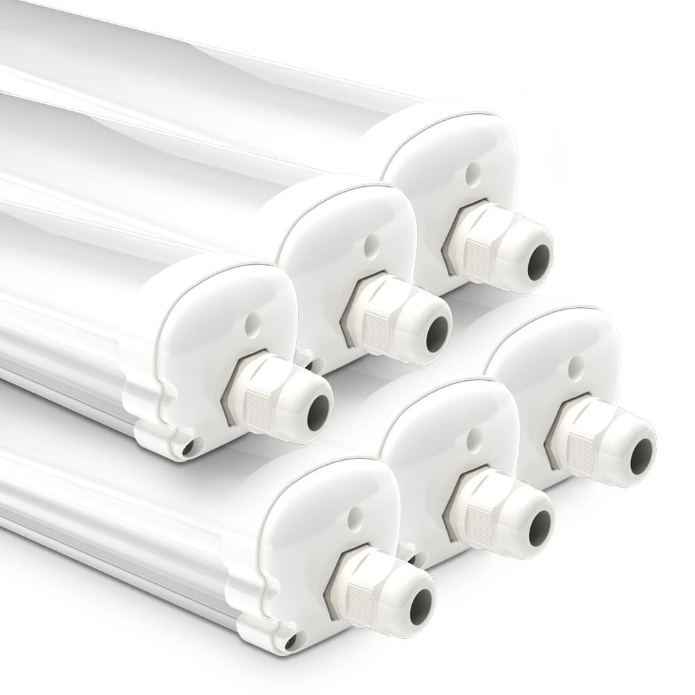 S-Series - Set van 6 LED TL armaturen 120cm - IP65 Waterdicht - 36 Watt - 4320 Lumen - 4000K Neutraal wit - Koppelbaar - IK07 - S-Series Tri-Proof plafondverlichting | HOFTRONIC