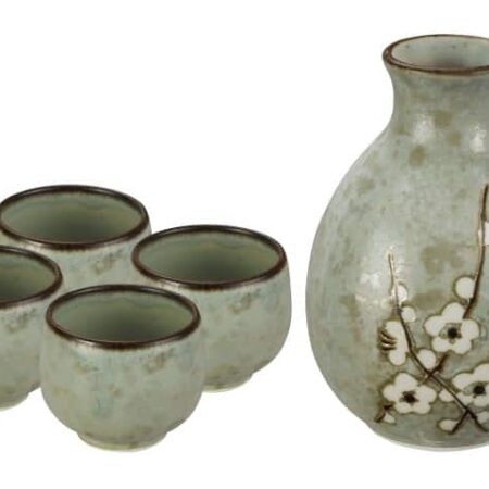 Sake set met sakefles en kopjes - Tokyo Design Studio Soshun - Mintgroen - 3.7 x 12cm 50/290ml | Tokyo Design Studio