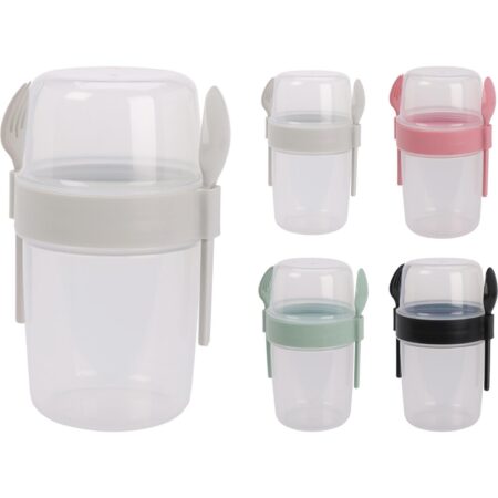 Saladebeker kunststof met bestek 1100ml | Excellent Houseware