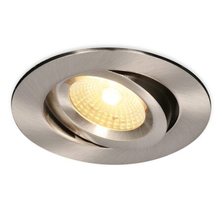 Salerno LED inbouwspot - 8W 650 lumen - 2700K warm wit - Dimbaar - Rond - Kantelbaar - IP44 waterdicht - RVS - Voor binnen