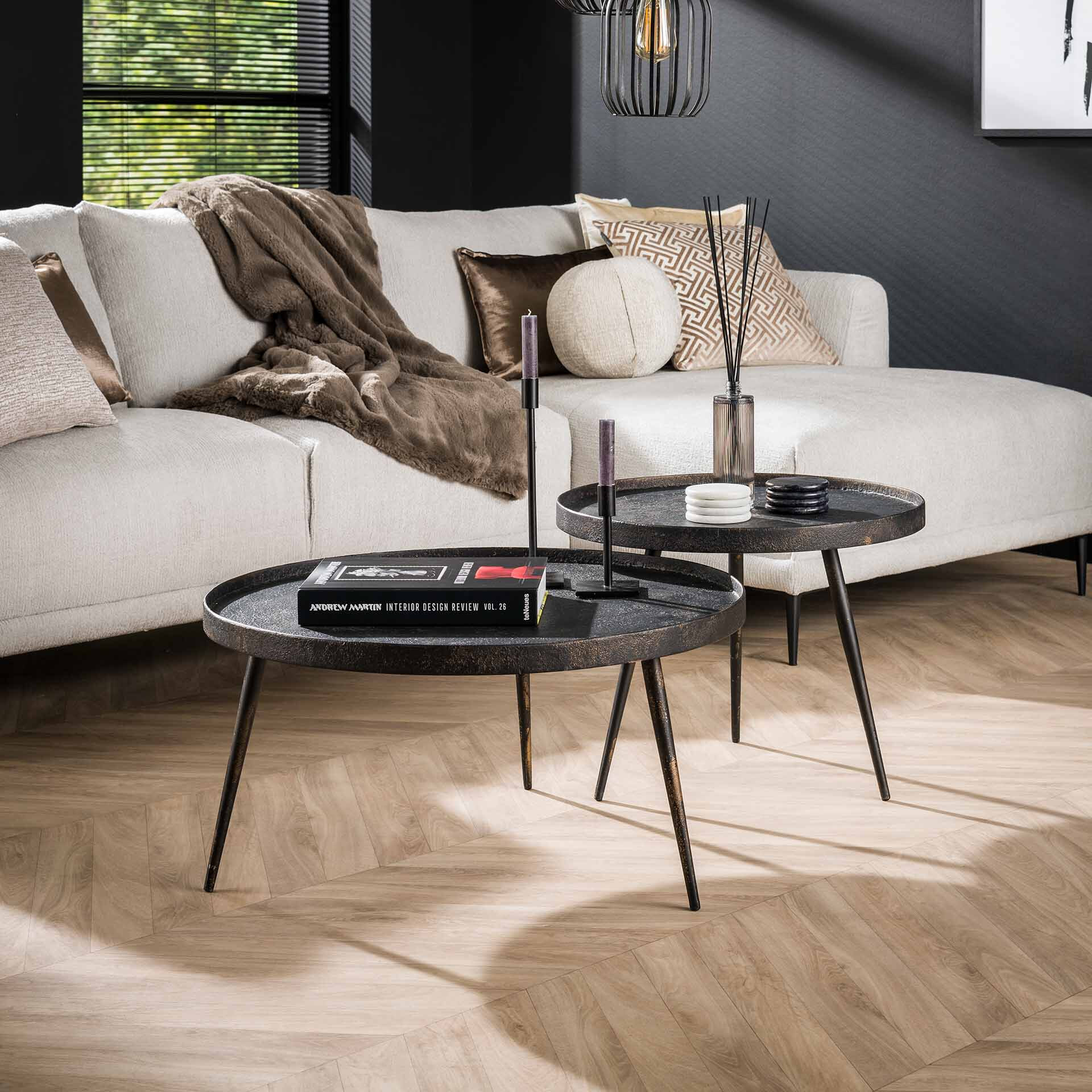 Salontafel Autumn Set van 2 stuks - Grijs - Rond | LifestyleFurn