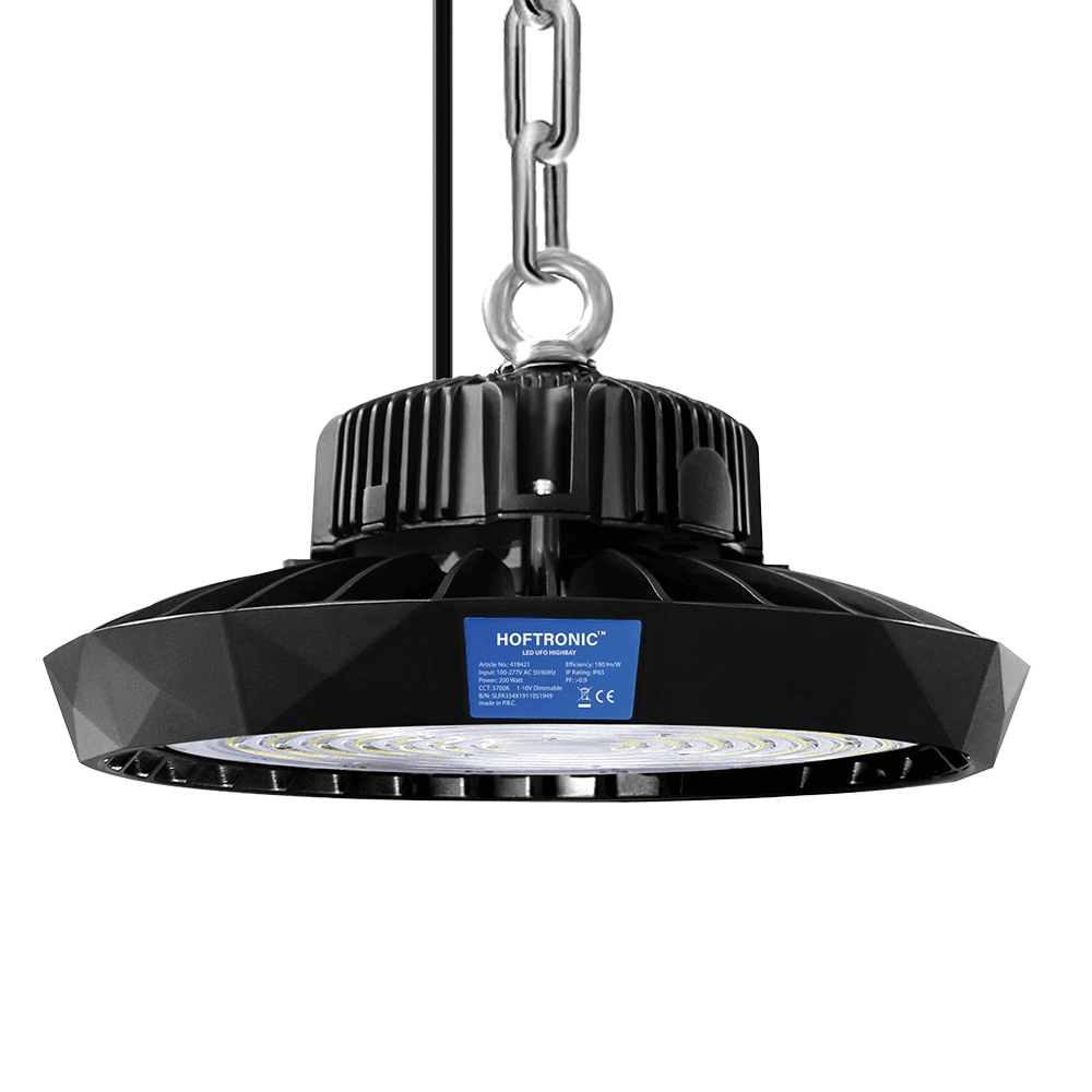 Saturn LED High Bay - Dimbaar - 200 Watt 38.000 lumen (190lm/W) - 5700K daglicht wit - 120° - IP65 waterdicht - Energielabel A - Bridgelux LED's | HOFTRONIC