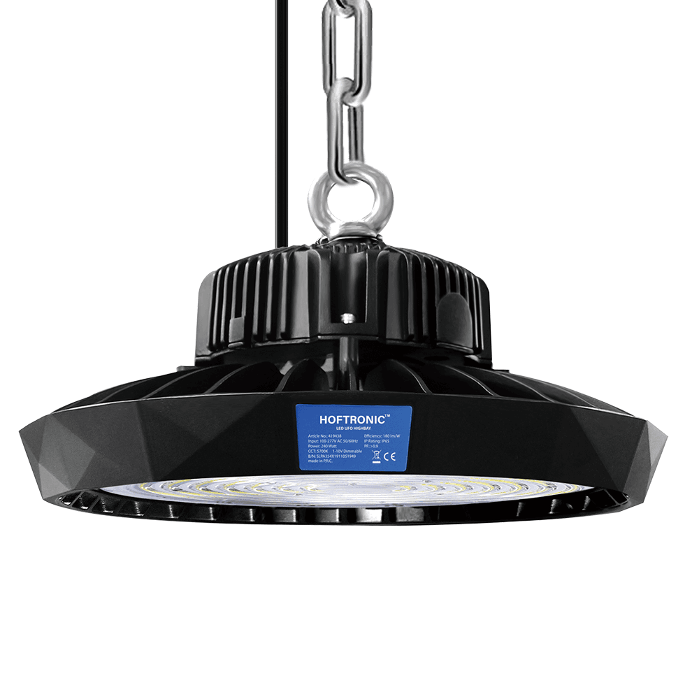 Saturn LED High Bay - Dimbaar - 240 Watt 45.600 lumen (190lm/W) - 5700K daglicht wit - 120° - IP65 waterdicht - Energielabel A - Bridgelux LED's | HOFTRONIC