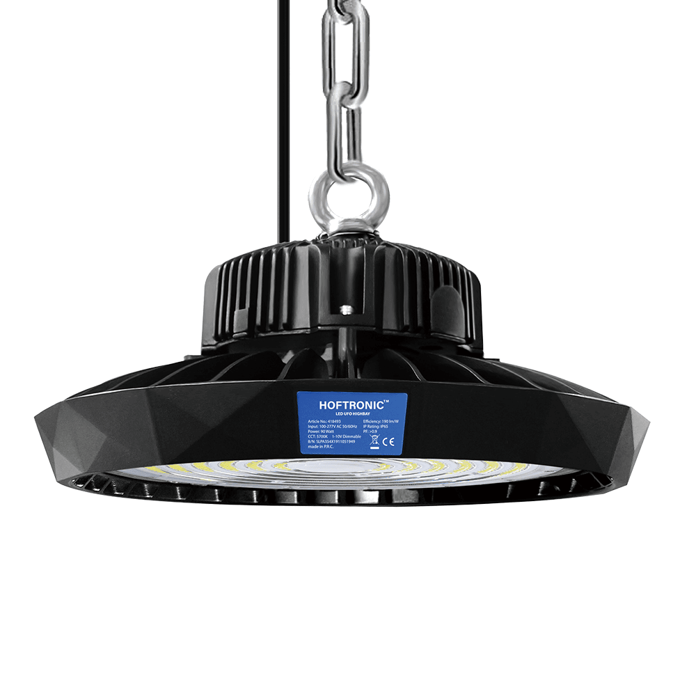 Saturn LED High Bay - Dimbaar - 90 Watt 17.100 lumen (190lm/W) - 5700K daglicht wit - 120° - IP65 waterdicht - Energielabel A - Bridgelux LED's | HOFTRONIC
