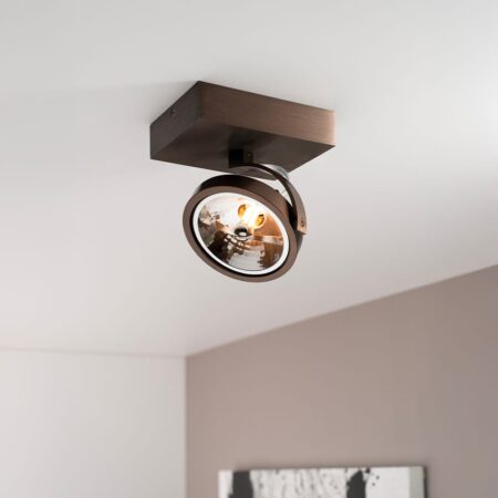 Saturno bronzo I by LUSENZ - Plafondspot met kantelbare geborstelde bronzen basis en armatuur | LUSENZ