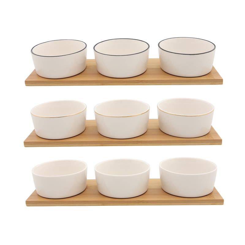 Schaalset op bamboe plank 9x6x33cm | Food for Fun