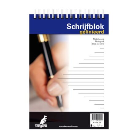 Schrijfblok A5 100vl kopspiraal lijn 5st | Kangaro