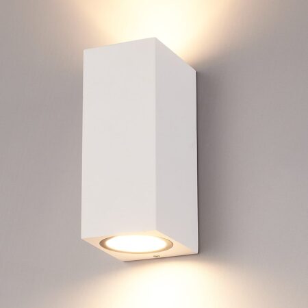 Selma Dimbare LED Wandlamp - 2x GU10 - IP65 - Up & Down Light - Vierkant - Wit - Voor binnen en buiten | HOFTRONIC