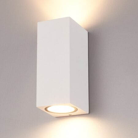 Selma LED Wandlamp - Dimbaar - 8 watt 690 lumen - IP65 Waterdicht - GU10 vervangbare lichtbron - 2700K Warm Wit - Binnen en buiten - Wit - Up & Down light | HOFTRONIC