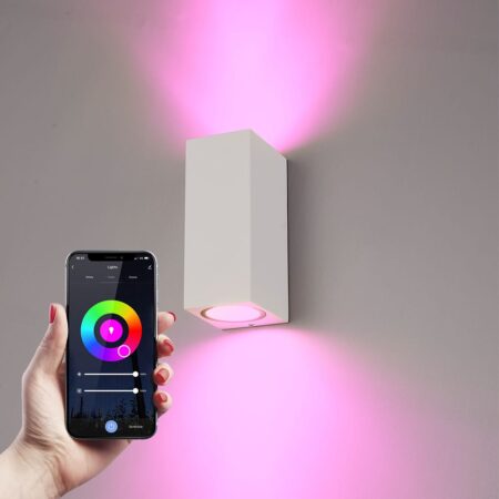 Selma Smart Wandlamp LED - Wifi + Bluetooth - 11 Watt 690 lumen - Dimbaar - RGBWW - IP65 waterdicht - GU10 - Up Down lamp - Wit - Google Home