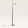 Sereno - Staande lamp Messing - Marmeren voet - 160 cm - Woonkamer lamp - Modern design - E27 fitting - Albast glas - Met voetschakelaar | LUSENZ