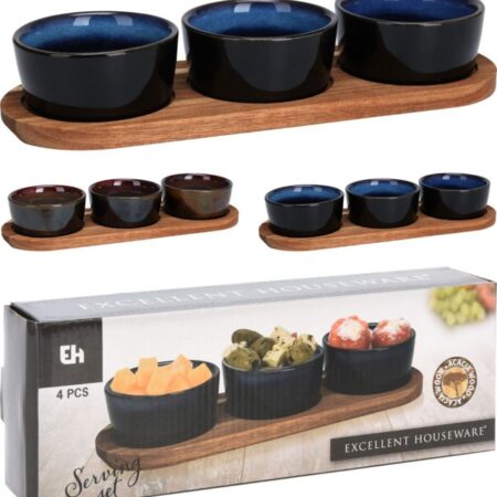 Serveerset op plank 4-delig | Excellent Houseware
