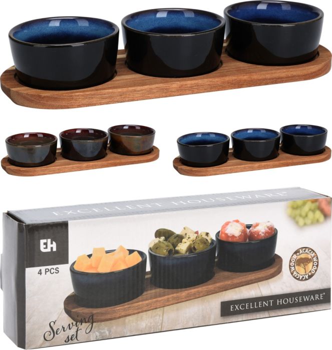 Serveerset op plank 4-delig | Excellent Houseware