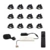 Set met 12 Sienna 12V inbouwspots - 3 Watt 200 lumen - 2700K warm wit - Zwart - IP44 waterdicht - kantelbaar - verandaspots - met afstandsbediening | HOFTRONIC