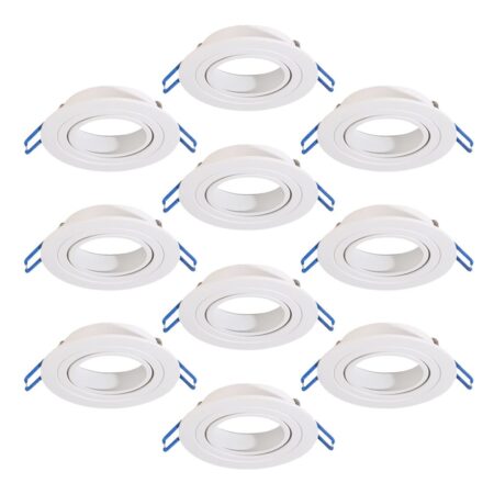 Set van 10 Balos GU10 Inbouwspot armaturen IP20 Kantelbaar wit | HOFTRONIC
