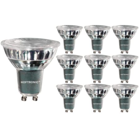 Set van 10 LED GU10 Spots - Dimbaar - 4 Watt 345 Lumen - 4000K neutraal wit - Glas - Vervangt 50 Watt - GU10 fitting - LED Reflector - Universele fitting | HOFTRONIC
