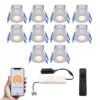 Set van 10 Milano Smart LED Mini Inbouwspots - Veranda spots - 12V 3W 200lm - Dimbaar - Wifi & Bluetooth - 2700K - IP65 waterdicht - RVS | HOFTRONIC