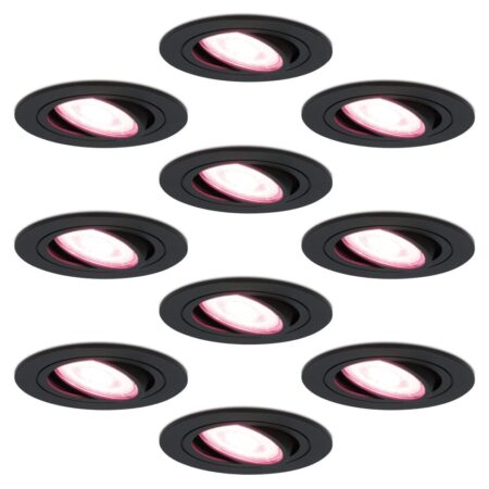 Set van 10 Miro smart inbouwspots - Wifi + Bluetooth - RGBWW - GU10 - Kantelbaar - Google Home