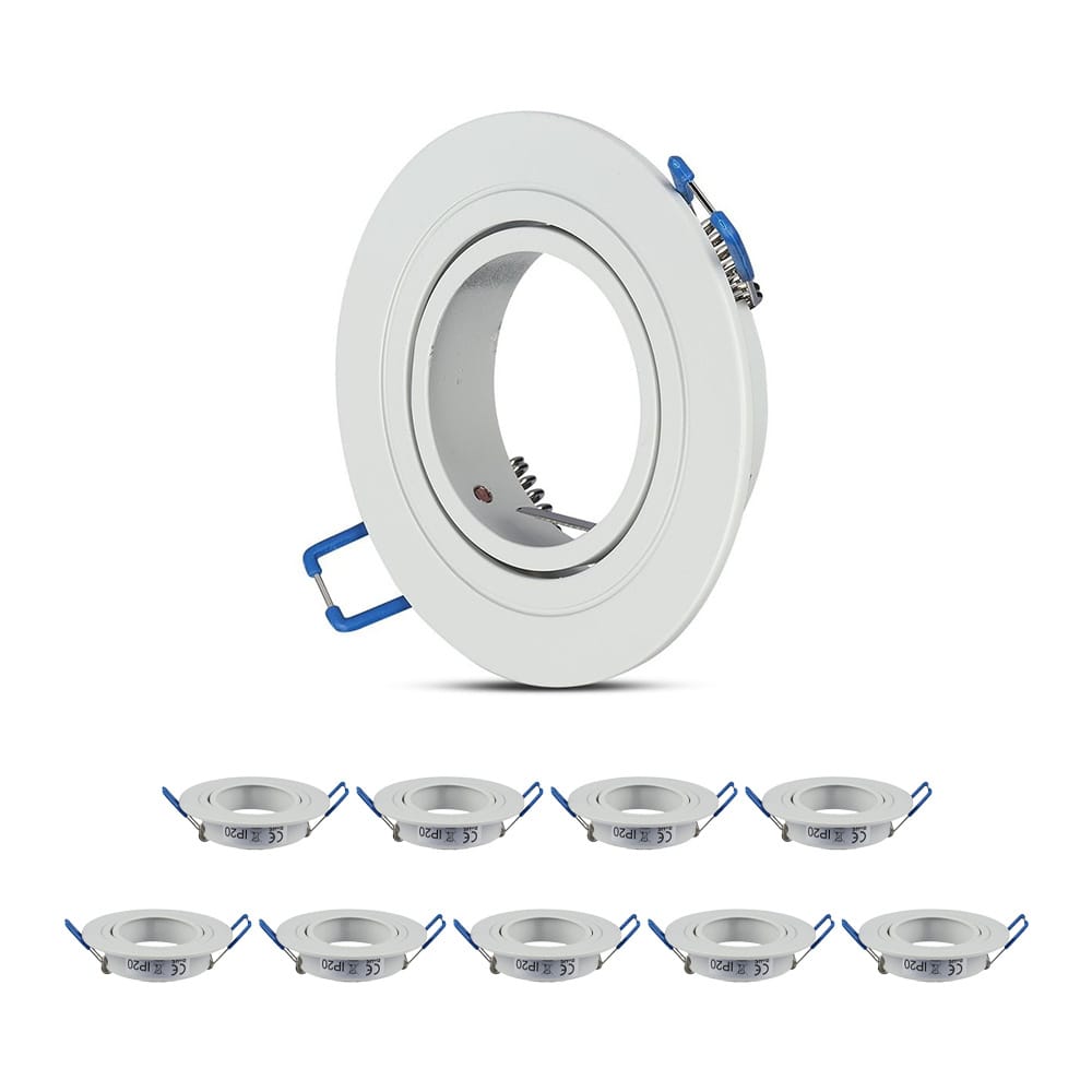 Set van 10 Montana - GU10 armatuur - Inbouwspot - Kantelbaar - Wit - 75mm inbouwmaat | V-TAC
