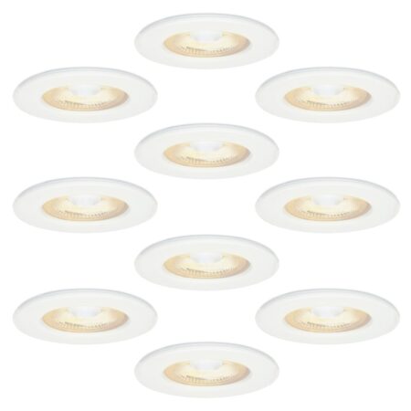 Set van 10 Nola - LED inbouwspots - lage inbouwdiepte (49mm) - 5 Watt 450Lumen - 2700K Warm wit - Dimbaar - Rond - IP65 waterdicht voor binnen