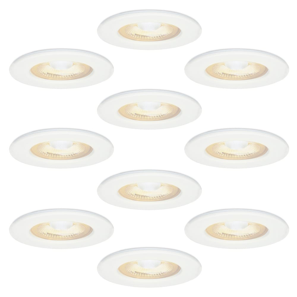 Set van 10 Nola - LED inbouwspots - lage inbouwdiepte (49mm) - 5 Watt 450Lumen - 2700K Warm wit - Dimbaar - Rond - IP65 waterdicht voor binnen