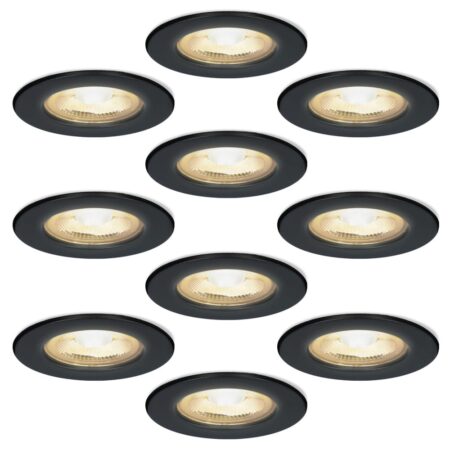 Set van 10 Nola - LED inbouwspots - lage inbouwdiepte (49mm) - 5 Watt 450Lumen - 2700K Warm wit - Dimbaar - Rond - IP65 waterdicht voor binnen
