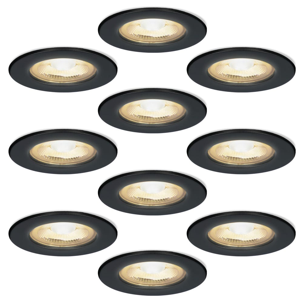 Set van 10 Nola - LED inbouwspots - lage inbouwdiepte (49mm) - 5 Watt 450Lumen - 2700K Warm wit - Dimbaar - Rond - IP65 waterdicht voor binnen