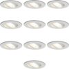 Set van 10 Pittsburg LED inbouwspots - 4 Watt 345 lumen - GU10 - 2700K warm wit - Dimbaar - Rond - Kantelbaar - Voor binnen - Wit | HOFTRONIC
