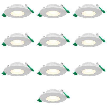 Set van 10 Prado dimbare LED Inbouwspots - 6 watt 570 lumen - CCT instelbare lichtkleur 2700K/4000K/6000K - Lage inbouwdiepte 25 mm - rond - IP44 voor binnen en buiten - Wit | HOFTRONIC
