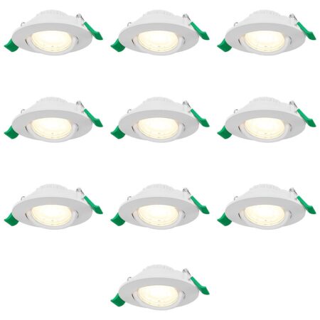 Set van 10 Prado dimbare LED-inbouwspots - 6 watt 570 lumen - CCT instelbare lichtkleur 2700K/4000K/6000K - lage inbouwdiepte 25 mm - rond - IP20 voor gebruik binnenshuis - Wit | HOFTRONIC