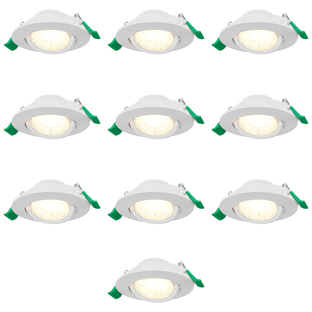 Set van 10 Prado dimbare LED-inbouwspots - 6 watt 570 lumen - CCT instelbare lichtkleur 2700K/4000K/6000K - lage inbouwdiepte 25 mm - rond - IP20 voor gebruik binnenshuis - Wit | HOFTRONIC