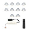 Set van 10 Sienna LED Mini Inbouwspots met trafo - 12 Volt 3 Watt 200 lumen - Dimbaar - Kantelbaar - Plat 30mm - 2700K - IP44 waterdicht - RVS | HOFTRONIC