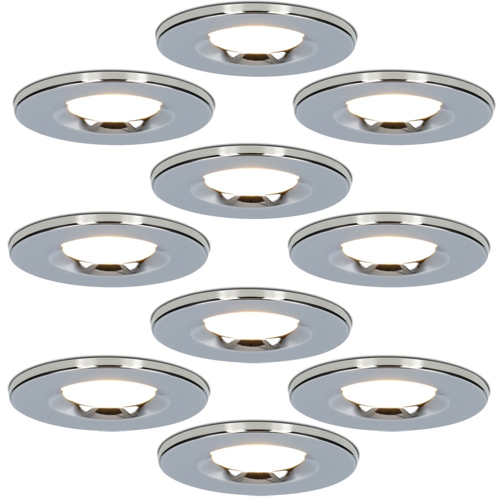 Set van 10 Venezia LED inbouwspots - 6 Watt 650 lumen - 2700K warm wit - Dimbaar - Rond - IP65 waterdicht - Chroom - Voor binnen