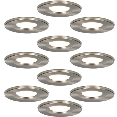 Set van 10 Venezia LED inbouwspots - 6 Watt 650 lumen - 2700K warm wit - Dimbaar - Rond - IP65 waterdicht - RVS - Voor binnen