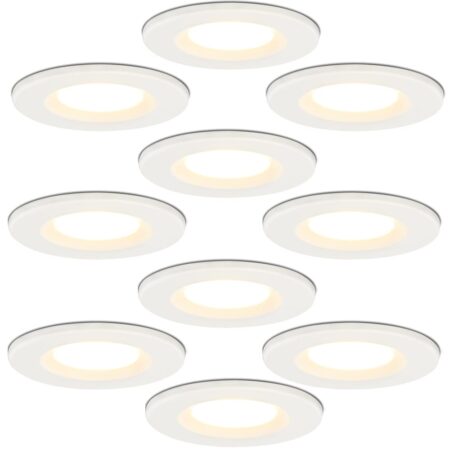 Set van 10 Venezia LED inbouwspots - 6 Watt 650 lumen - 2700K warm wit - Dimbaar - Rond - IP65 waterdicht - Wit - Voor binnen
