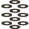 Set van 10 Venezia LED inbouwspots - 6 Watt 650 lumen - 2700K warm wit - Dimbaar - Rond - IP65 waterdicht - Zwart - Voor binnen