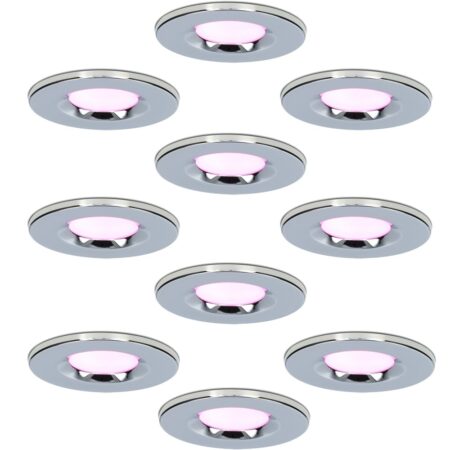 Set van 10 Venezia smart inbouwspots - IP65 waterdicht - 6 Watt 450 lumen - Wifi + Bluetooth - RGBWW - Google Home
