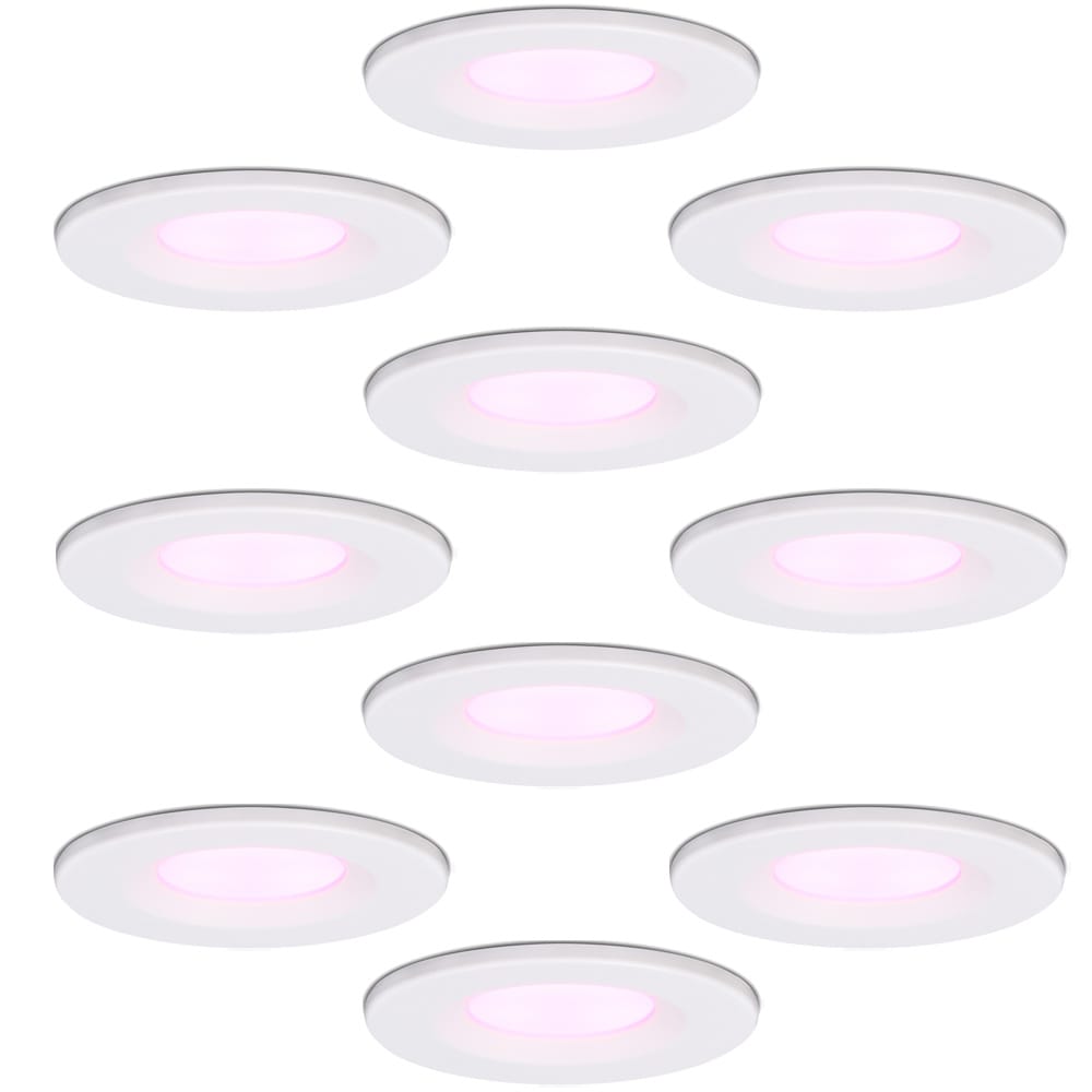 Set van 10 Venezia smart inbouwspots - IP65 waterdicht - 6 Watt 450 lumen - Wifi + Bluetooth - RGBWW - Google Home