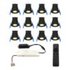 Set van 12 12V 3W - Mini LED Inbouwspot - Zwart - Dimbaar - Verzonken - Verandaverlichting - IP65 voor buiten - 2700K - Warm wit | HOFTRONIC